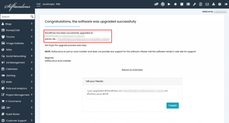 How to upgrade installations in Softaculous